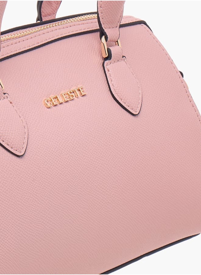 Women Textured Tote Bag with Double Handle and Detachable Strap
