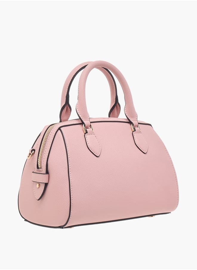 Women Textured Tote Bag with Double Handle and Detachable Strap