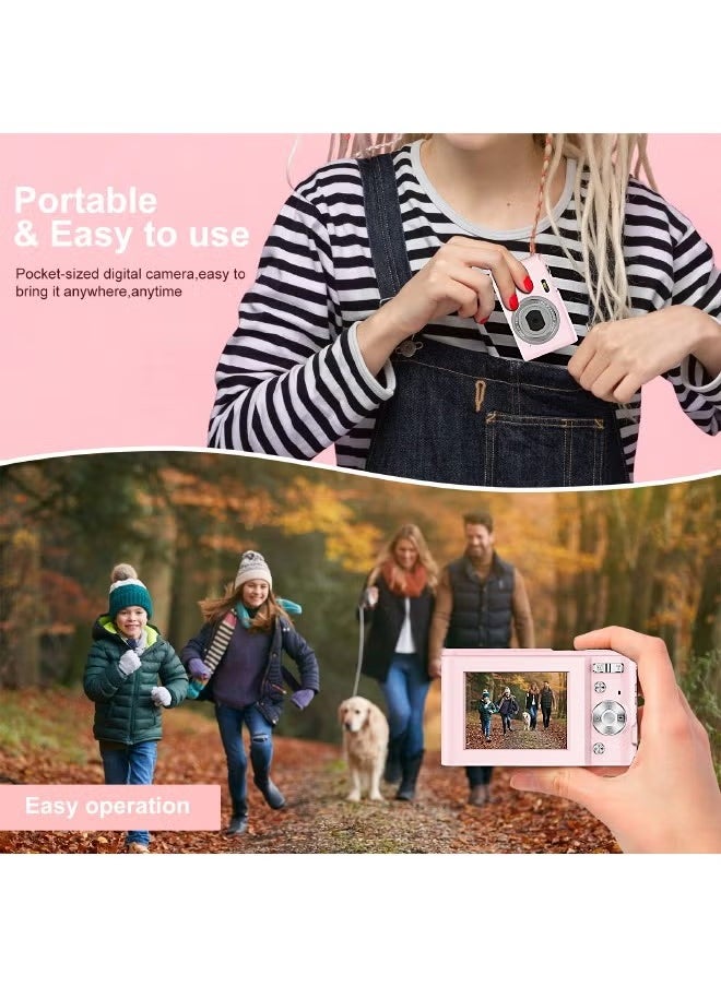 48MP Digital Camera, Compact And Portable Kids Camera, Rechargeable Lightweight Mini Camera, Durable Auto Focus Pocket Camera With Large IPS Display, (1pc, Purple)