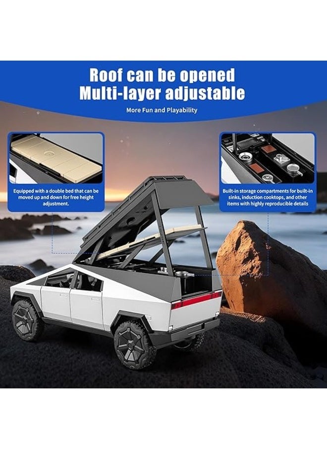 1:24 Zinc Alloy Car Model Pull-Back Camping RV Toy with Sound & Light Collectible Vehicle Display Model, Perfect Gift for Boys & Girls