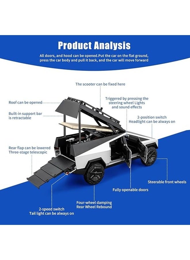 1:24 Zinc Alloy Car Model Pull-Back Camping RV Toy with Sound & Light Collectible Vehicle Display Model, Perfect Gift for Boys & Girls
