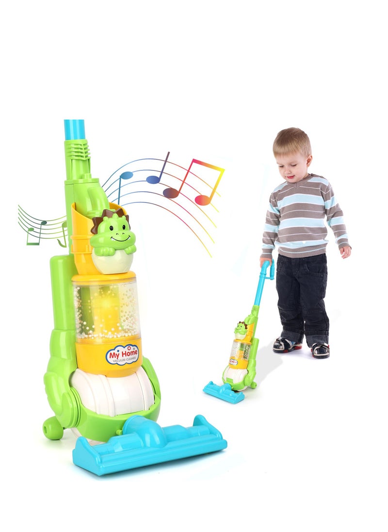 Kids Vacuum Cleaner Toy for Toddler, Pretend Kids Vacuum Cleaner with Light & Realistic Sounds, Pretend Role Play, Toy Vacuum Housekeeping Cleaning Play Set, Learning Toys for Children, Green