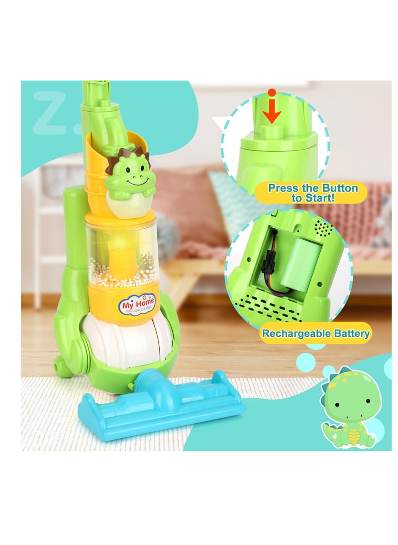 Kids Vacuum Cleaner Toy for Toddler, Pretend Kids Vacuum Cleaner with Light & Realistic Sounds, Pretend Role Play, Toy Vacuum Housekeeping Cleaning Play Set, Learning Toys for Children, Green