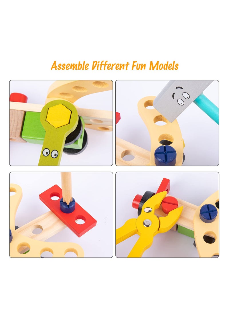 Wooden Tool kit for Kid Wooden Tool Box with 35pcs Wooden Tool Kit for Kids Educational Construction Toy Building Toy Set Creative DIY Gift Idea for Toddlers Boys and Girls