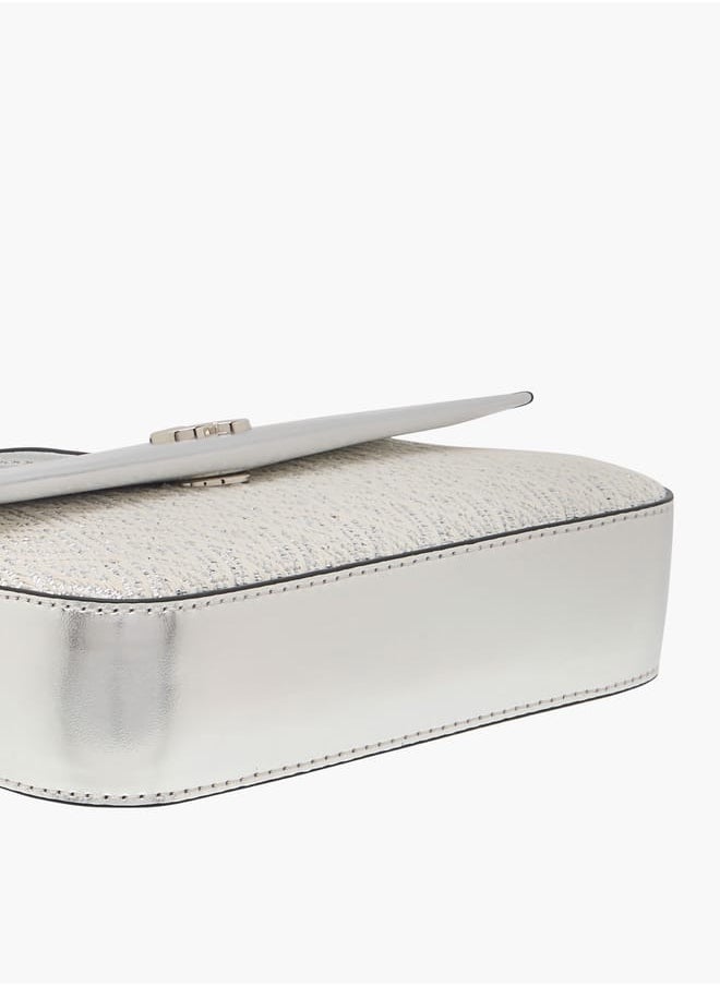 Women's Textured Satchel Bag with Detachable Strap and Top Handle Ramadan Collection