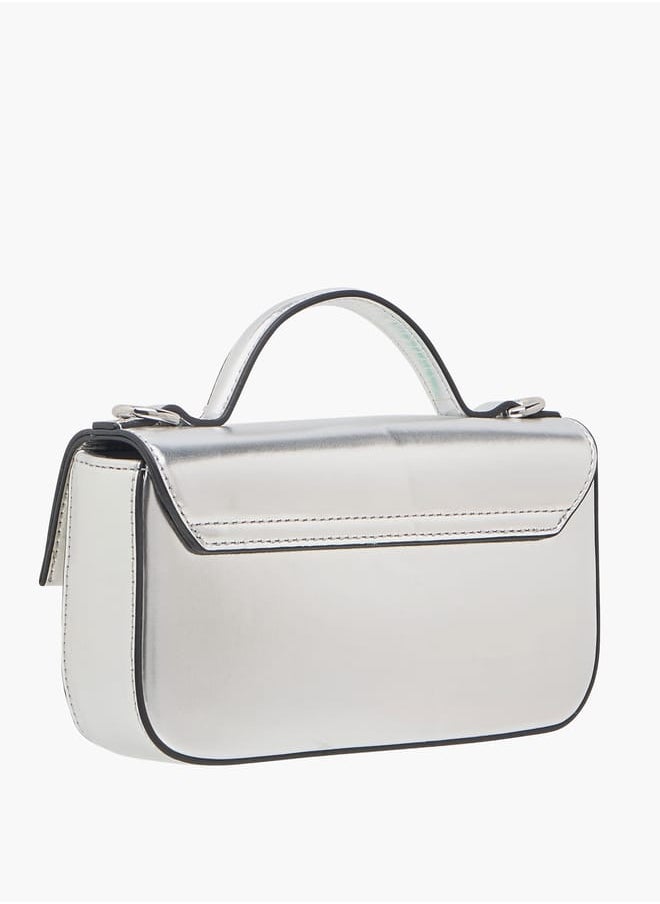 Women's Textured Satchel Bag with Detachable Strap and Top Handle Ramadan Collection