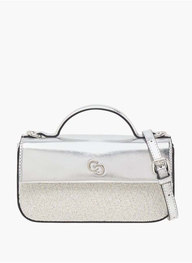 Women's Textured Satchel Bag with Detachable Strap and Top Handle Ramadan Collection