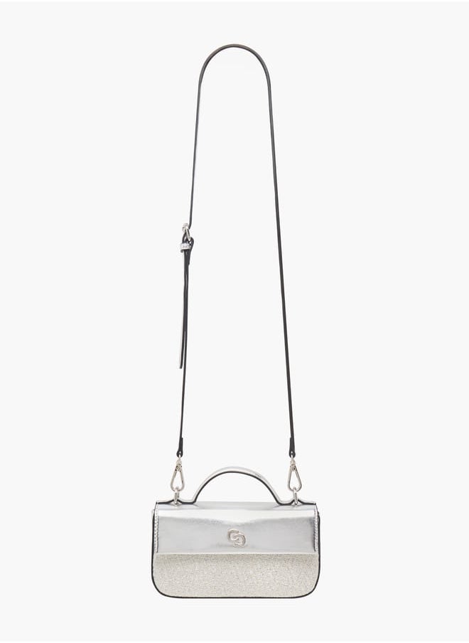Women's Textured Satchel Bag with Detachable Strap and Top Handle Ramadan Collection