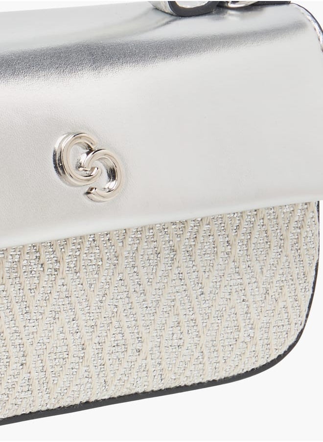Women's Textured Satchel Bag with Detachable Strap and Top Handle Ramadan Collection