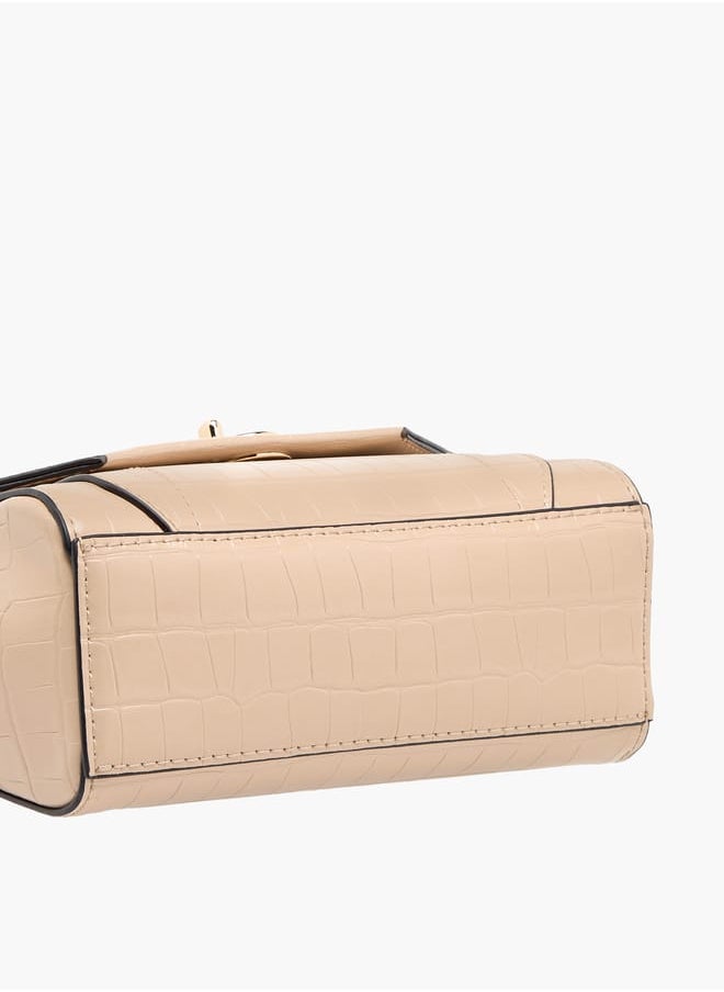 Womens Croco Textured Satchel Bag