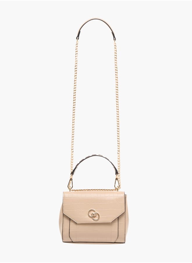 Womens Croco Textured Satchel Bag