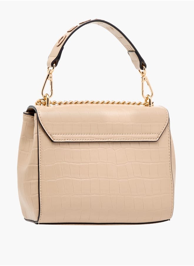 Womens Croco Textured Satchel Bag
