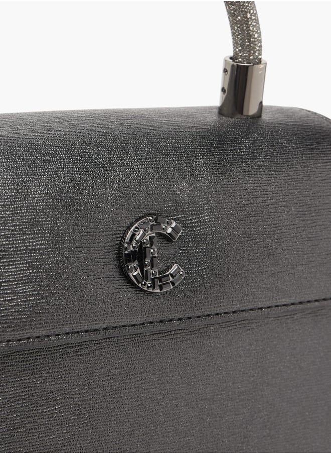 Women Textured Satchel Bag with Detachable Strap and Flap Closure