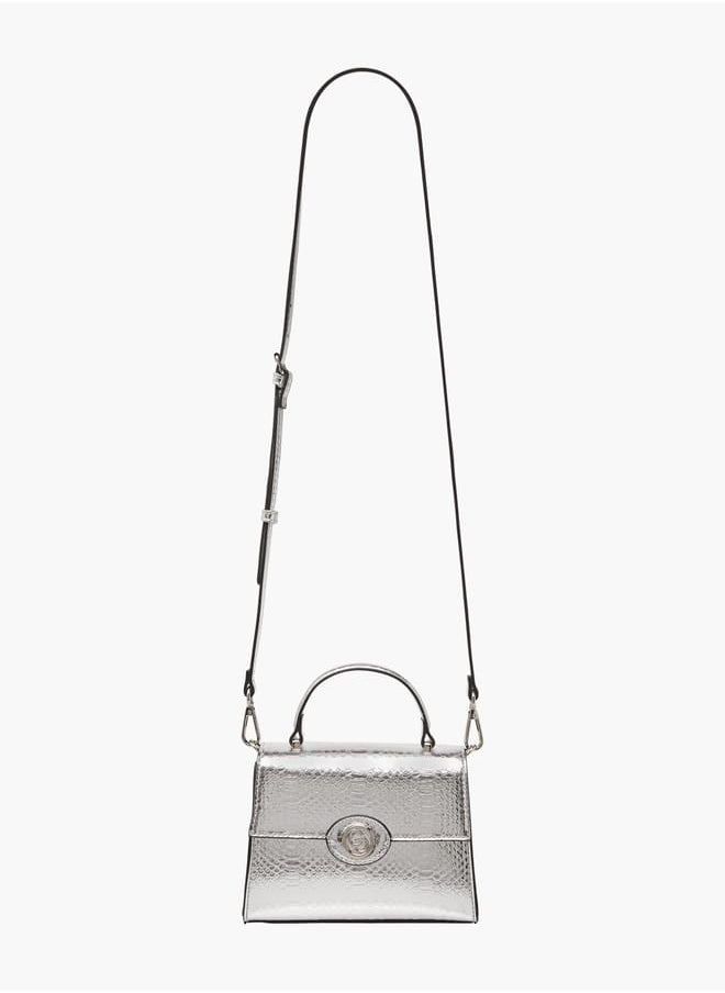Women's Embossed Satchel Bag with Detachable Strap and Top Handle Ramadan Collection