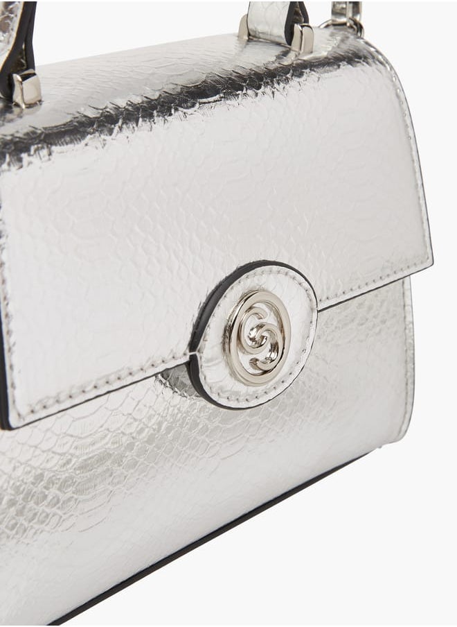 Women's Embossed Satchel Bag with Detachable Strap and Top Handle Ramadan Collection
