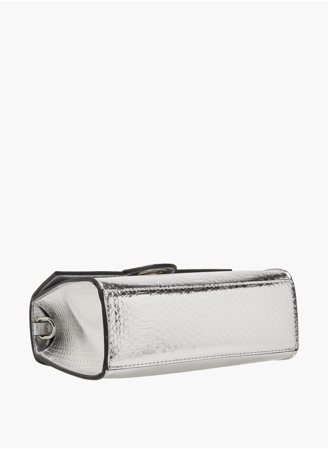 Women's Embossed Satchel Bag with Detachable Strap and Top Handle Ramadan Collection