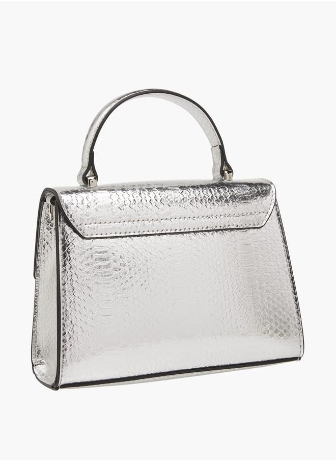 Women's Embossed Satchel Bag with Detachable Strap and Top Handle Ramadan Collection