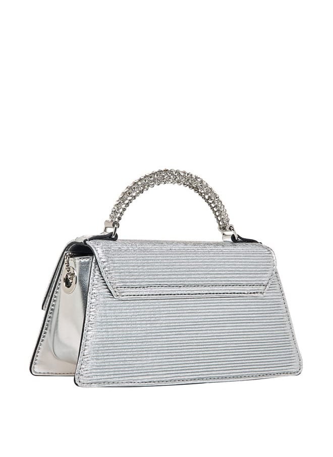 Women Floral Embellished Satchel Bag with Chain Strap and Top Handle Ramadan Collection