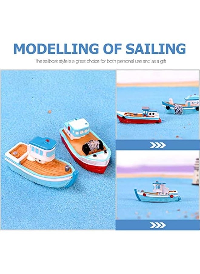 12 Pcs Fishing Boat Ornaments Cake Decorations Ocean Toys Ocean Theme Table Ornament Table Boat Ornament Astetic Room Decor Dollhouse Ornament Mini Decor Child Resin Statue Desktop