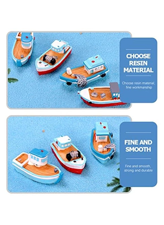 12 Pcs Fishing Boat Ornaments Cake Decorations Ocean Toys Ocean Theme Table Ornament Table Boat Ornament Astetic Room Decor Dollhouse Ornament Mini Decor Child Resin Statue Desktop