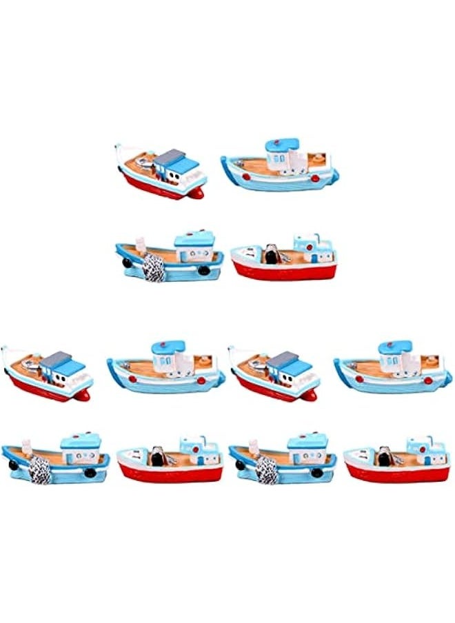 12 Pcs Fishing Boat Ornaments Cake Decorations Ocean Toys Ocean Theme Table Ornament Table Boat Ornament Astetic Room Decor Dollhouse Ornament Mini Decor Child Resin Statue Desktop