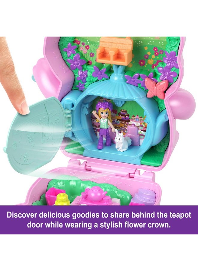 Dolls And Playset, Tea Party Bunny Compact, Travel Toy With 1 Micro Doll, Pet Bunnies, Food & Fashion Styling Accessories