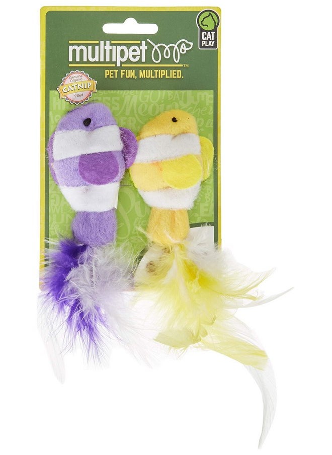 Multipet 4.5 Inch Catnip Clown Fish with Feather Tails, Colors Vary (Two Fish)