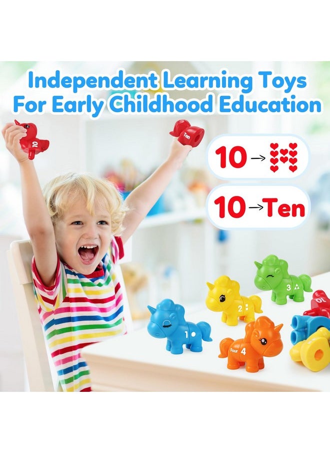 Matching Number Counting Sorting Game With Double-Sided 1 2 3 Number Preschool Learning Sensory Fine Motor Skill Math Educational Montessori Toys For 3 4 5 Year(10Pcs)