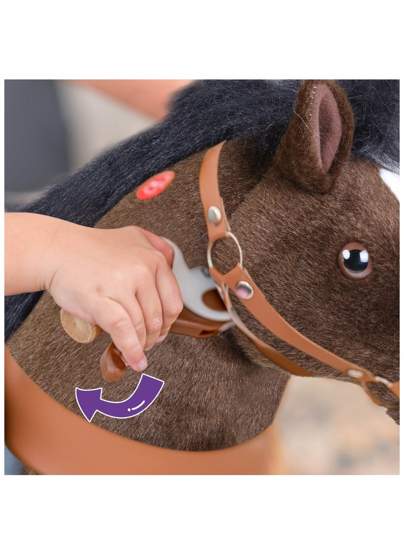 Official Licensed Kids Riding Horse Toy No Battery No Electricity Indoor and Outdoor best Gift for Kids 3 to 5 years-Choco Brown Small