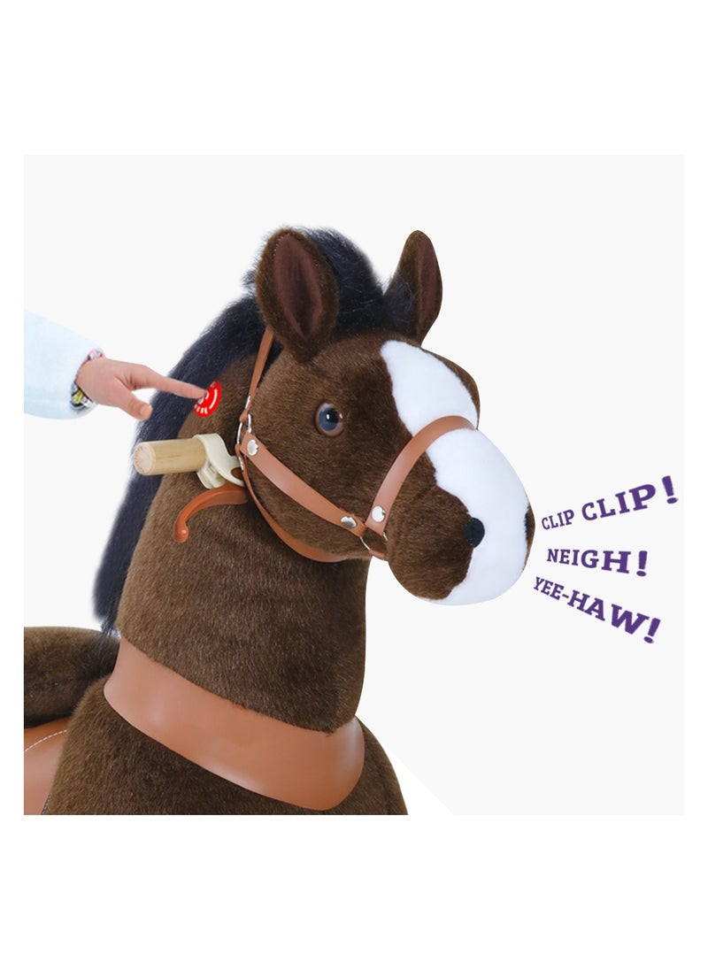 Official Licensed Kids Riding Horse Toy No Battery No Electricity Indoor and Outdoor best Gift for Kids 3 to 5 years-Choco Brown Small