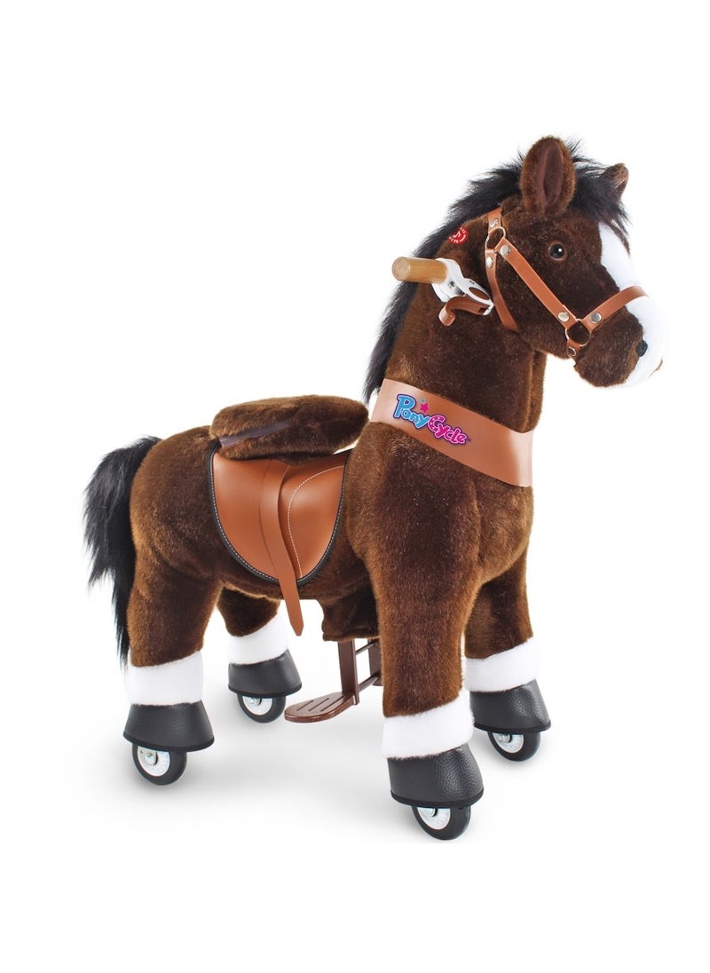 Official Licensed Kids Riding Horse Toy No Battery No Electricity Indoor and Outdoor best Gift for Kids 3 to 5 years-Choco Brown Small