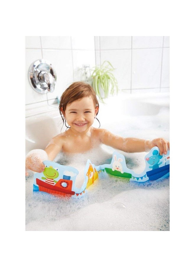 HABA Baby Bath Book Ahoy Animal Sailors! - Fanfold Style with 8 Pages Floats Upright in The Bath or Kiddie Pool