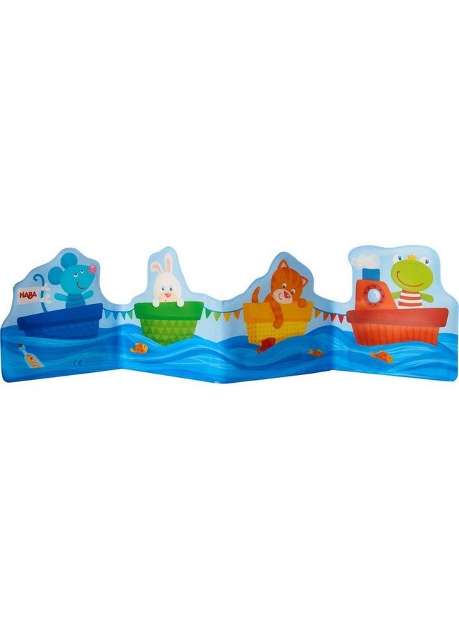 HABA Baby Bath Book Ahoy Animal Sailors! - Fanfold Style with 8 Pages Floats Upright in The Bath or Kiddie Pool
