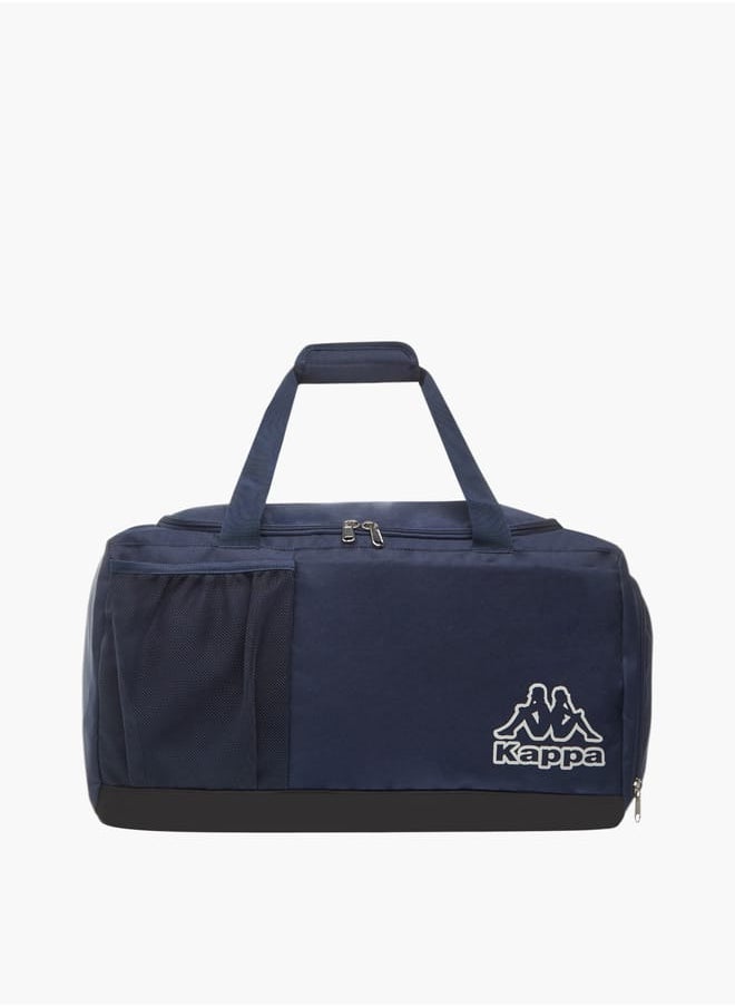 Men Logo Print Duffel Bag with Handles and Zip Closure