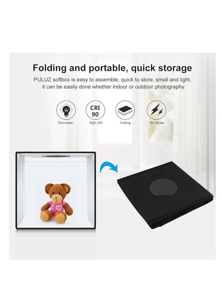 PULUZ Photo Studio Box, 40cm Folding Lightbox LED Ring Light Portable Photo Studio Photography Shooting Tent Box Kit 12 Colors Backdrops USB Light Box for Phones DSLR Camera 16 x 16 inch