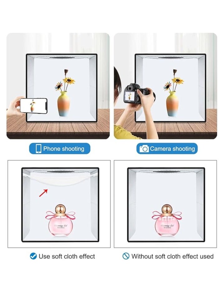 PULUZ Photo Studio Box, 40cm Folding Lightbox LED Ring Light Portable Photo Studio Photography Shooting Tent Box Kit 12 Colors Backdrops USB Light Box for Phones DSLR Camera 16 x 16 inch