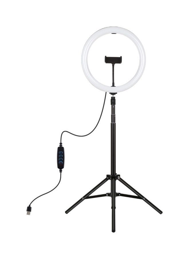 Dimmable LED Photography Light With Tripod Stand And Phone Holder Black/White