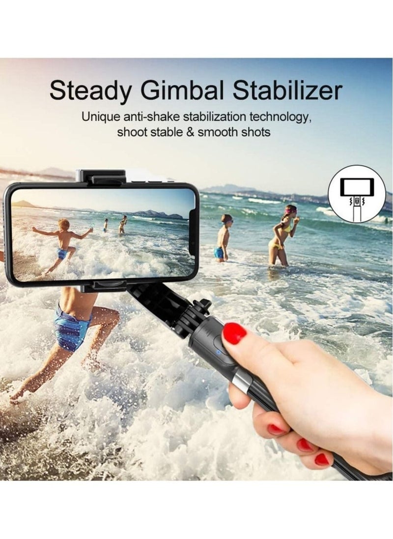 Selfie Stick Gimbal Stabilizer,  360° Rotation Tripod with Wireless Remote, Portable Phone Holder, Auto Balance 1-Axis Gimbal for Smartphones Tiktok Vlog Youtuber Live Video Record