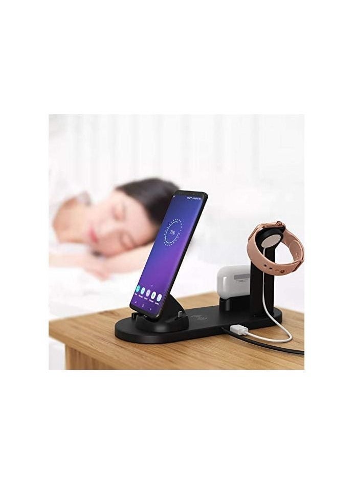 Multi-Function Charging Stand Compatible with iPhone, Android Micro USB & Type-C Phone Wireless 3 in 1 Rotatable Charging Dock