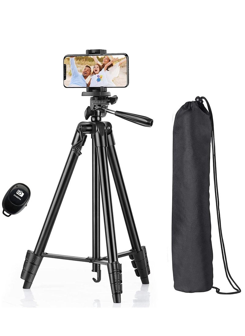 Phone Tripod 127cm/50in, Eocean Aluminum Mobile Tripod Stand with Carry Bag for DSRL, SRL, Travel Tripod with Wireless Remote Control for Live Streaming, Work, Vlogging