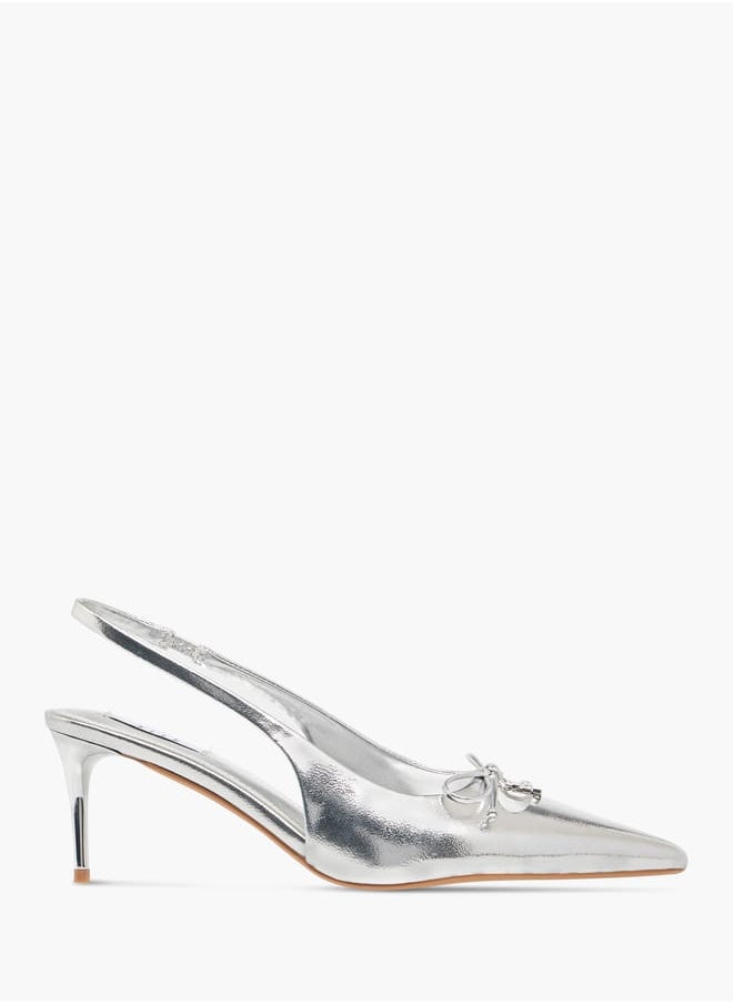 Womens Textured Slingback Shoes With Stiletto Heels