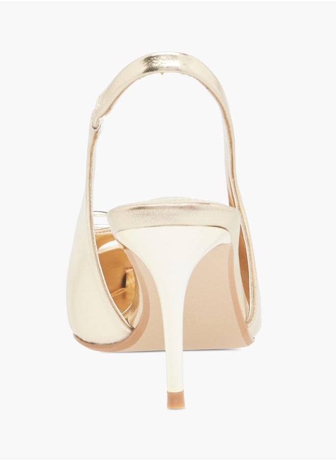 Womens Textured Slingback Shoes With Stiletto Heels