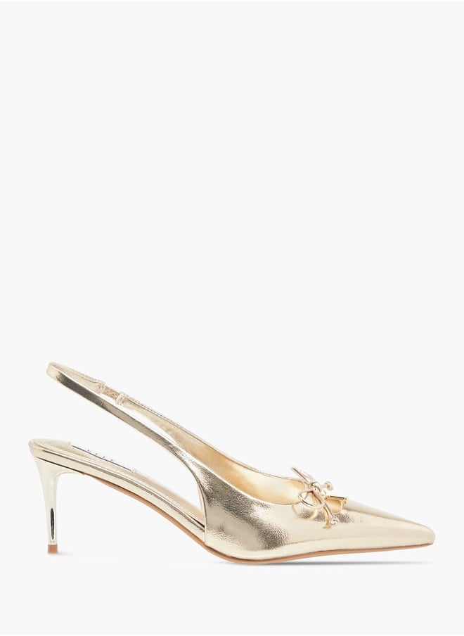 Womens Textured Slingback Shoes With Stiletto Heels