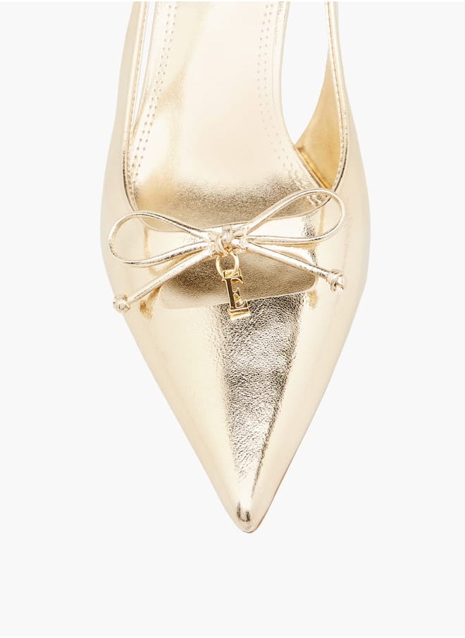 Womens Textured Slingback Shoes With Stiletto Heels