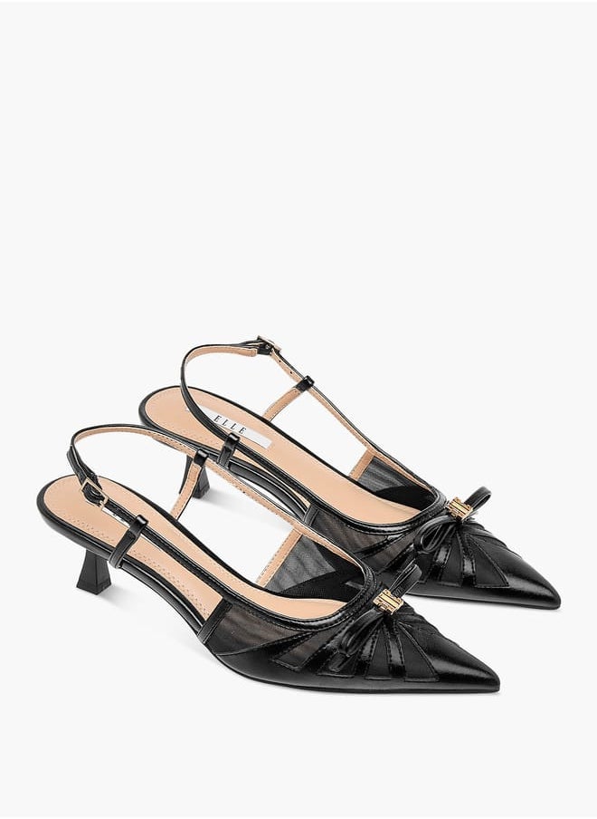 Women's Bow Accent Shoes with Buckle Closure and Kitten Heels Ramadan Collection