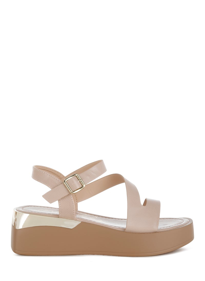 Chunky Flatform Sandals in Beige