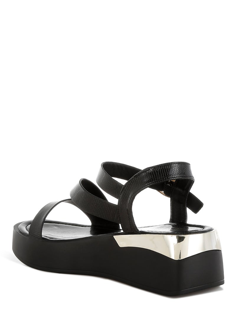 Chunky Flatform Sandals in Black