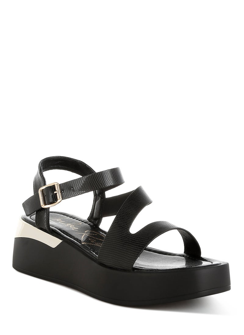 Chunky Flatform Sandals in Black