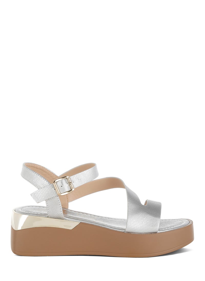 Chunky Flatform Sandals in Silver