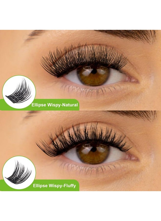 Ellipse Lash Clusters Individual Lashes Flat Natural And Fluffy Diy Lash Extensions Multi-Type 0.07Mm D Curl 10-16Mm Volume Cluster Eyelash Extensions For Self Application At Home